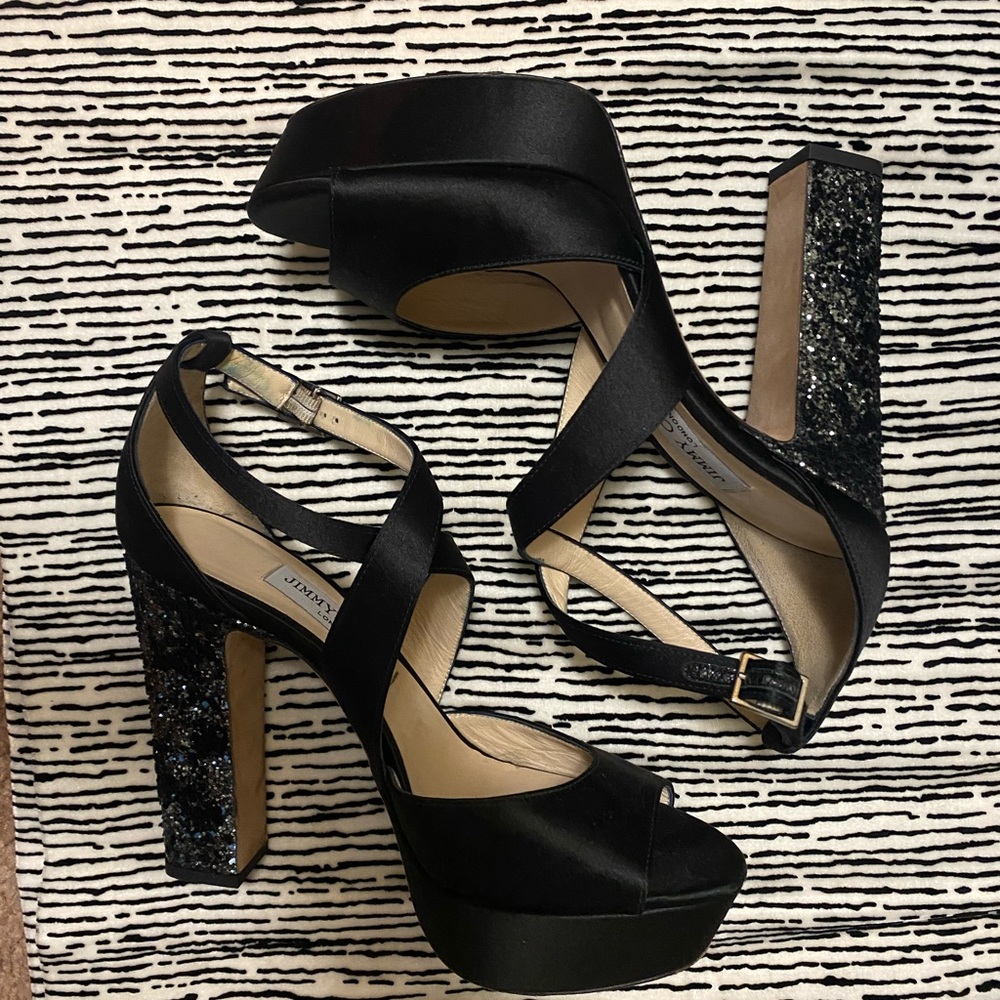 Jimmy Choo April 120 Glitter Sandals